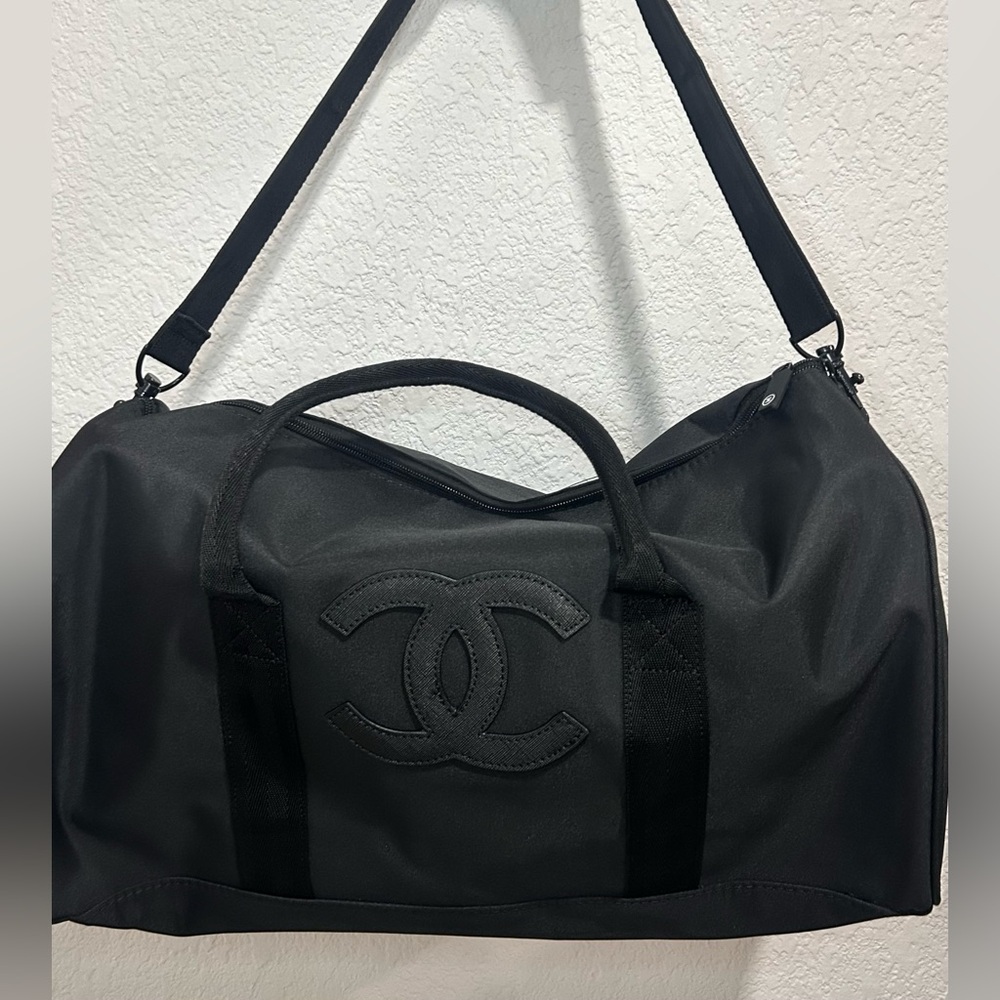Chanel (GWP) Black on Black CC logo Duffel Bag